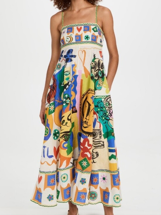 Alemais Dresses & Skirts - Alemais Soleil Linen Multicolor Printed Maxi Dress